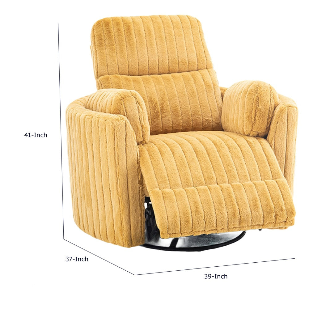Bela Power Glider Recliner Chair with Swivel, Eucalyptus Wood, Yellow Fabric-BM353235