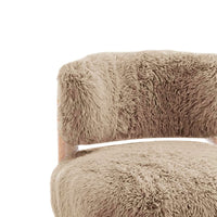 Alco Contoured Accent Chair with Natural Wood Legs, Mushroom Brown Faux Fur-BM353236