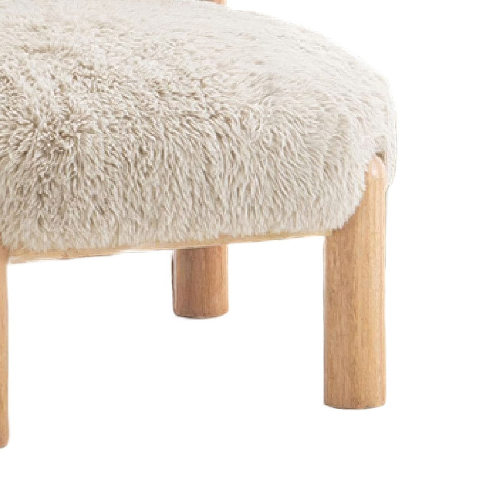 Alco Contoured Accent Chair with Natural Wood Legs, Taupe Brown Faux Fur-BM353237