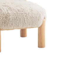 Alco Contoured Accent Chair with Natural Wood Legs, Taupe Brown Faux Fur-BM353237
