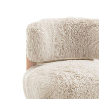 Alco Contoured Accent Chair with Natural Wood Legs, Taupe Brown Faux Fur-BM353237