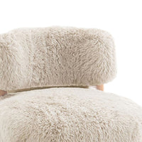 Alco Contoured Accent Chair with Natural Wood Legs, Taupe Brown Faux Fur-BM353237