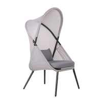 Avery Foldable Mesh Lounge Chair, Set of 2, Gray Cushion, Black Metal-BM353238
