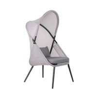 Avery Foldable Mesh Lounge Chair, Set of 2, Gray Cushion, Black Metal-BM353238