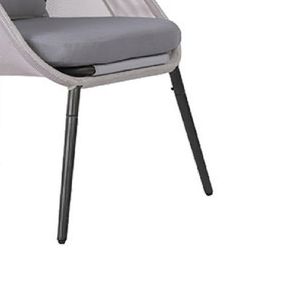 Avery Foldable Mesh Lounge Chair, Set of 2, Gray Cushion, Black Metal-BM353238