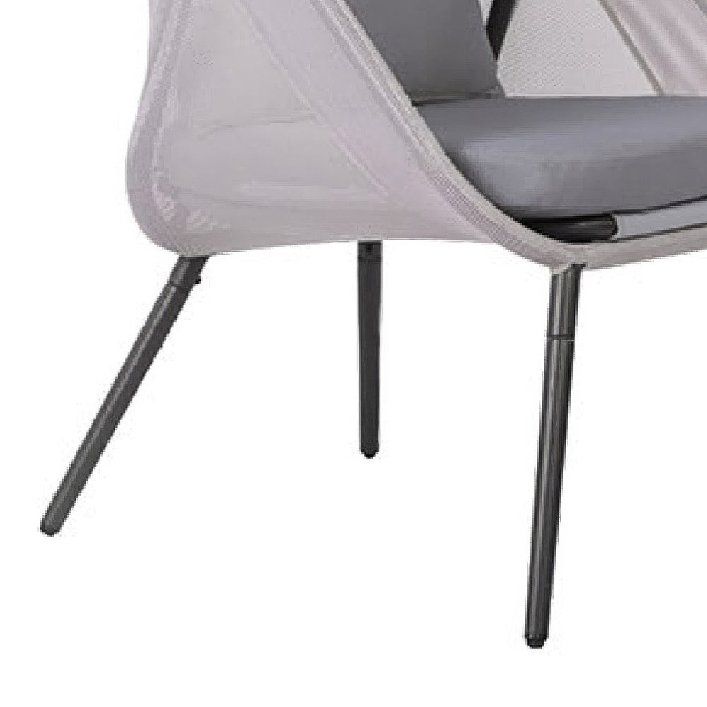 Avery Foldable Mesh Lounge Chair, Set of 2, Gray Cushion, Black Metal-BM353238