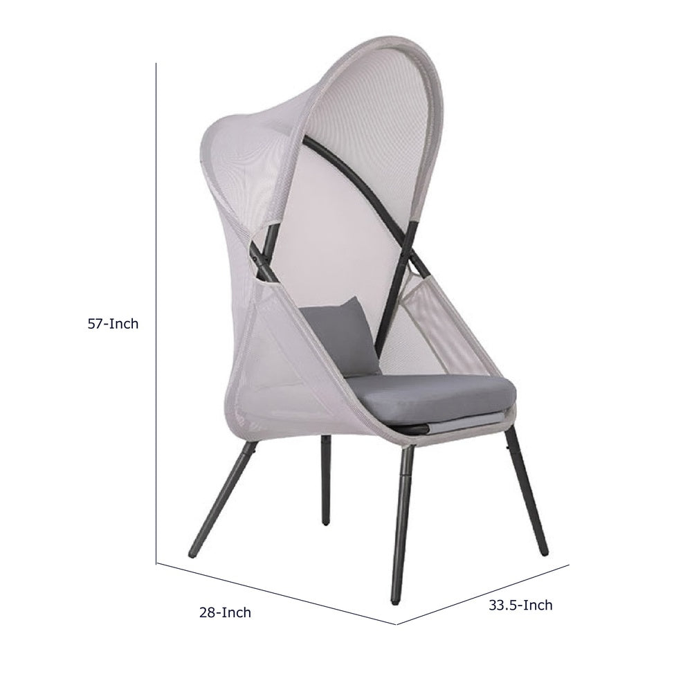 Avery Foldable Mesh Lounge Chair, Set of 2, Gray Cushion, Black Metal-BM353238