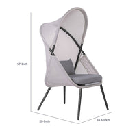 Avery Foldable Mesh Lounge Chair, Set of 2, Gray Cushion, Black Metal-BM353238