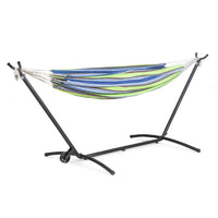 Joena Outdoor Hammock Stand with Angled Frame, Black Steel 130 Inch-BM353240