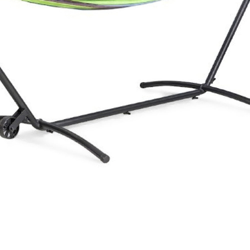 Joena Outdoor Hammock Stand with Angled Frame, Black Steel 130 Inch-BM353240