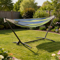 Joena Outdoor Hammock Stand with Angled Frame, Black Steel 130 Inch-BM353240