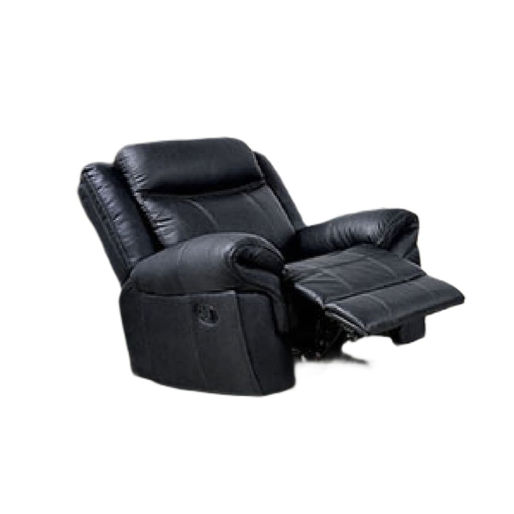 Arisa Manual Glider Recliner Chair with Solid Wood Frame, Black Faux Leather-BM353244