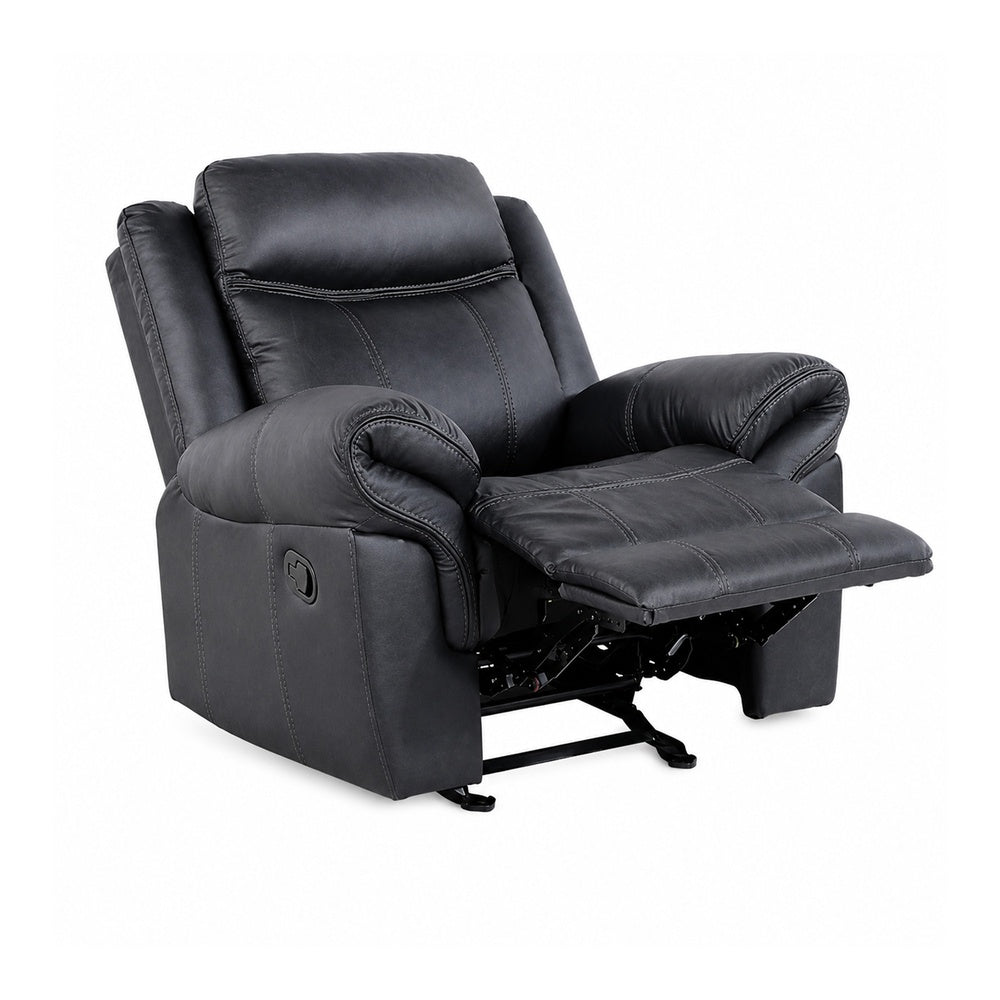 Arisa Manual Glider Recliner Chair with Solid Wood Frame, Black Faux Leather-BM353244