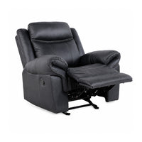 Arisa Manual Glider Recliner Chair with Solid Wood Frame, Black Faux Leather-BM353244