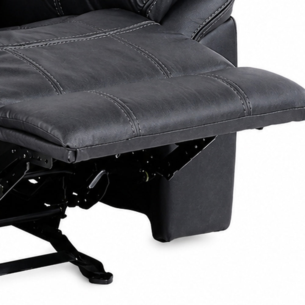Arisa Manual Glider Recliner Chair with Solid Wood Frame, Black Faux Leather-BM353244