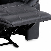 Arisa Manual Glider Recliner Chair with Solid Wood Frame, Black Faux Leather-BM353244