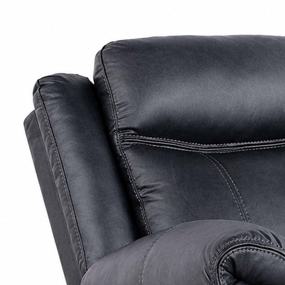 Arisa Manual Glider Recliner Chair with Solid Wood Frame, Black Faux Leather-BM353244