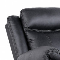 Arisa Manual Glider Recliner Chair with Solid Wood Frame, Black Faux Leather-BM353244