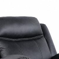 Arisa Manual Glider Recliner Chair with Solid Wood Frame, Black Faux Leather-BM353244