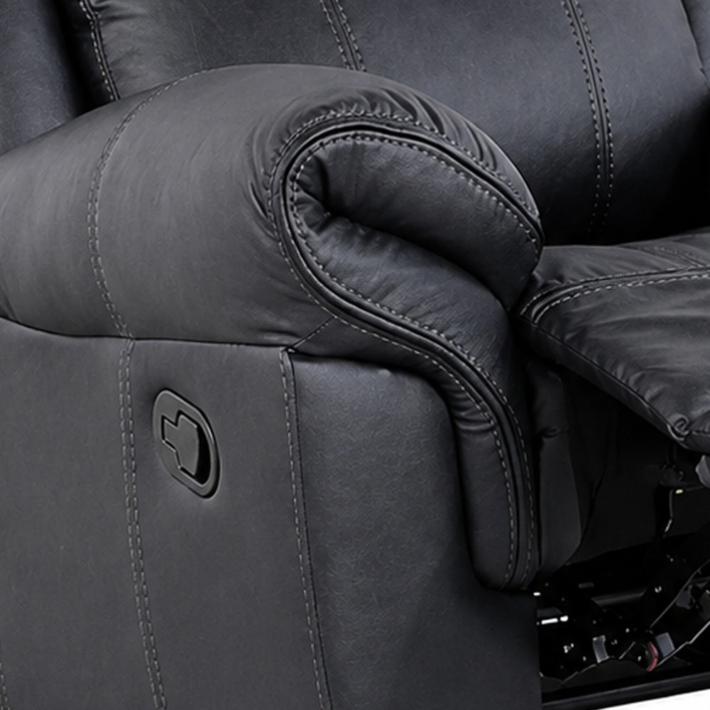 Arisa Manual Glider Recliner Chair with Solid Wood Frame, Black Faux Leather-BM353244