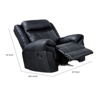 Arisa Manual Glider Recliner Chair with Solid Wood Frame, Black Faux Leather-BM353244