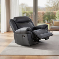 Arisa Manual Glider Recliner Chair with Solid Wood Frame, Black Faux Leather-BM353244