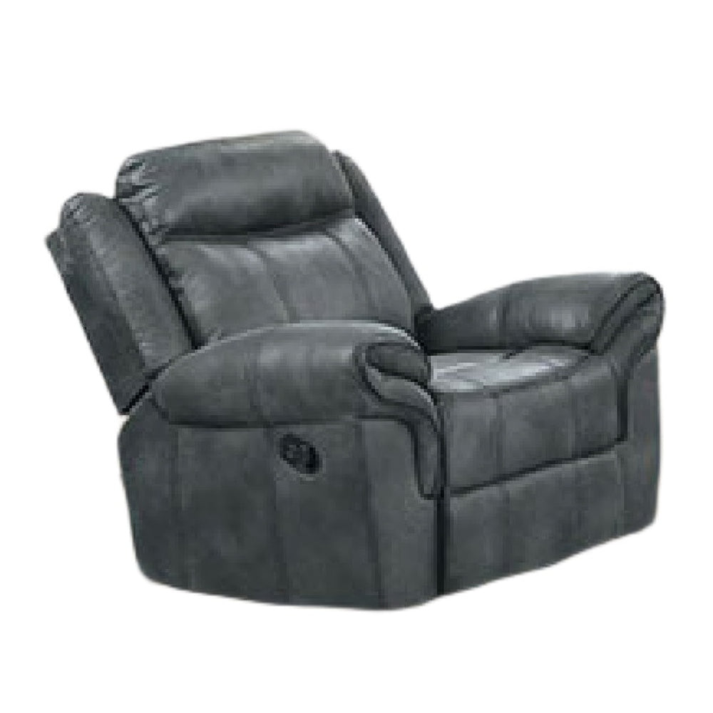 Arisa Manual Glider Recliner Chair w Wood Frame, Dark Gray Faux Leather-BM353247