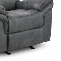 Arisa Manual Glider Recliner Chair w Wood Frame, Dark Gray Faux Leather-BM353247