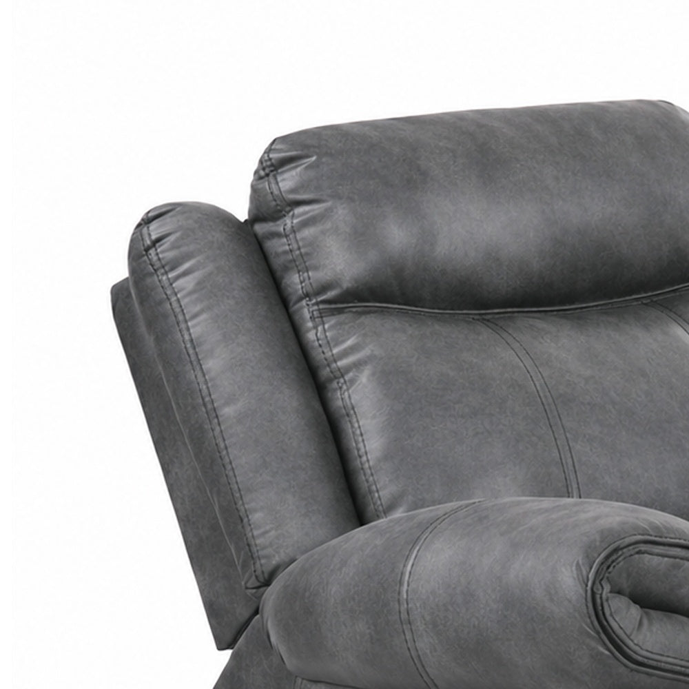 Arisa Manual Glider Recliner Chair w Wood Frame, Dark Gray Faux Leather-BM353247