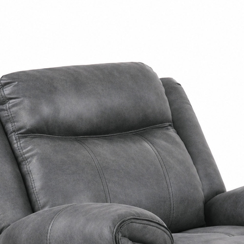 Arisa Manual Glider Recliner Chair w Wood Frame, Dark Gray Faux Leather-BM353247