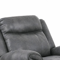 Arisa Manual Glider Recliner Chair w Wood Frame, Dark Gray Faux Leather-BM353247