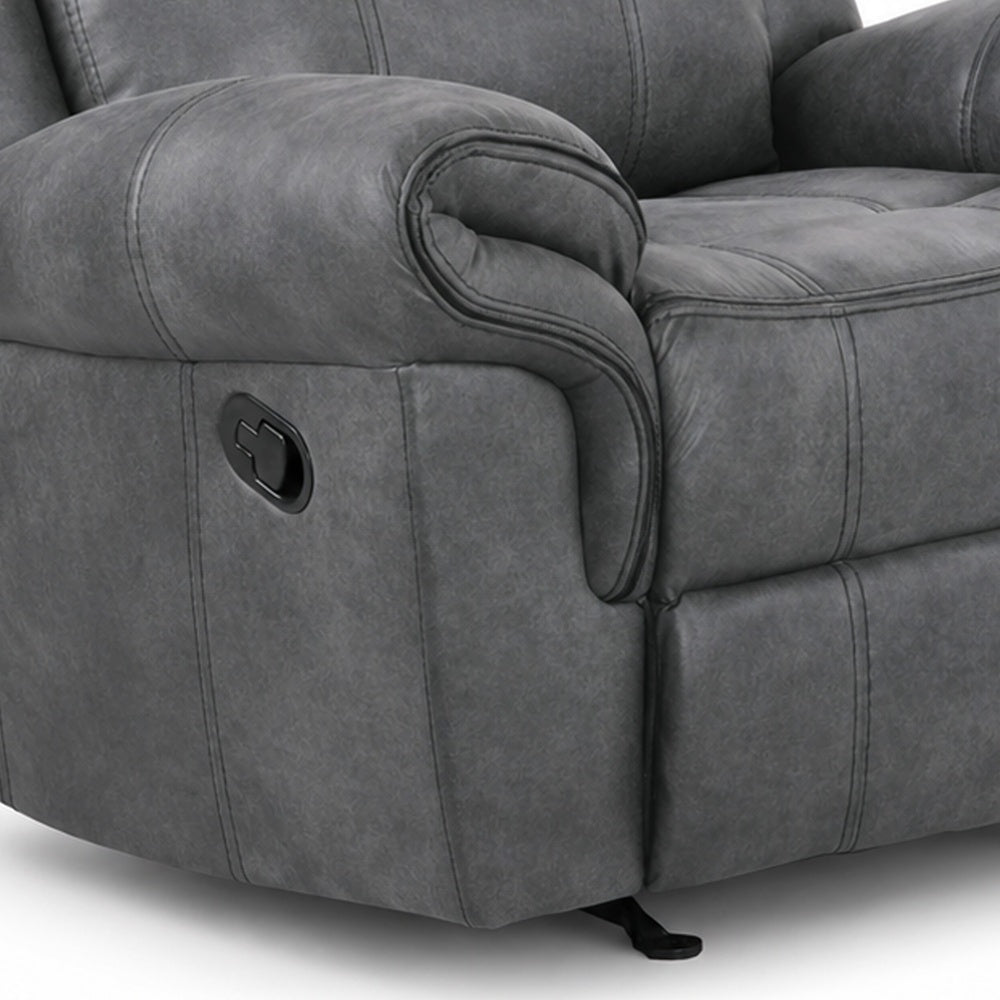Arisa Manual Glider Recliner Chair w Wood Frame, Dark Gray Faux Leather-BM353247