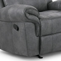 Arisa Manual Glider Recliner Chair w Wood Frame, Dark Gray Faux Leather-BM353247