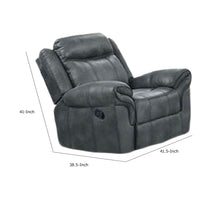 Arisa Manual Glider Recliner Chair w Wood Frame, Dark Gray Faux Leather-BM353247
