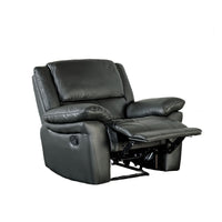 Larus Manual Motion Recliner Chair, Pillowed Arms, Black Faux Leather-BM353280