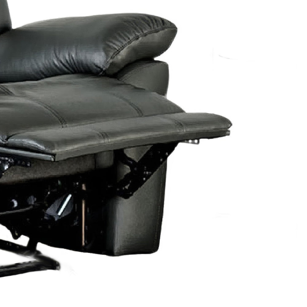 Larus Manual Motion Recliner Chair, Pillowed Arms, Black Faux Leather-BM353280