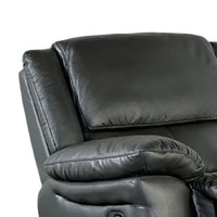 Larus Manual Motion Recliner Chair, Pillowed Arms, Black Faux Leather-BM353280