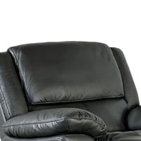 Larus Manual Motion Recliner Chair, Pillowed Arms, Black Faux Leather-BM353280