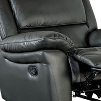 Larus Manual Motion Recliner Chair, Pillowed Arms, Black Faux Leather-BM353280