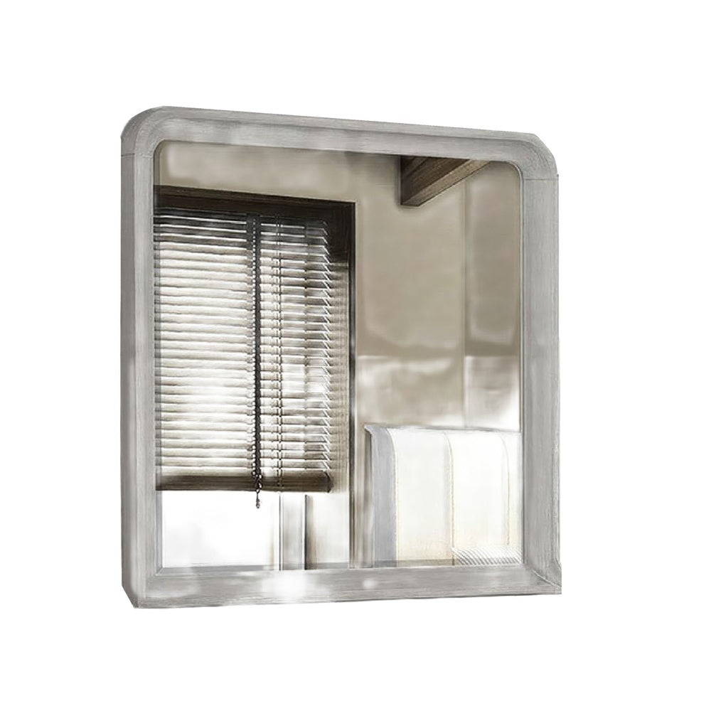 Osko Dresser Mirror, Rounded Edges, Light Gray Wood, 40x42 Rectangular-BM353283