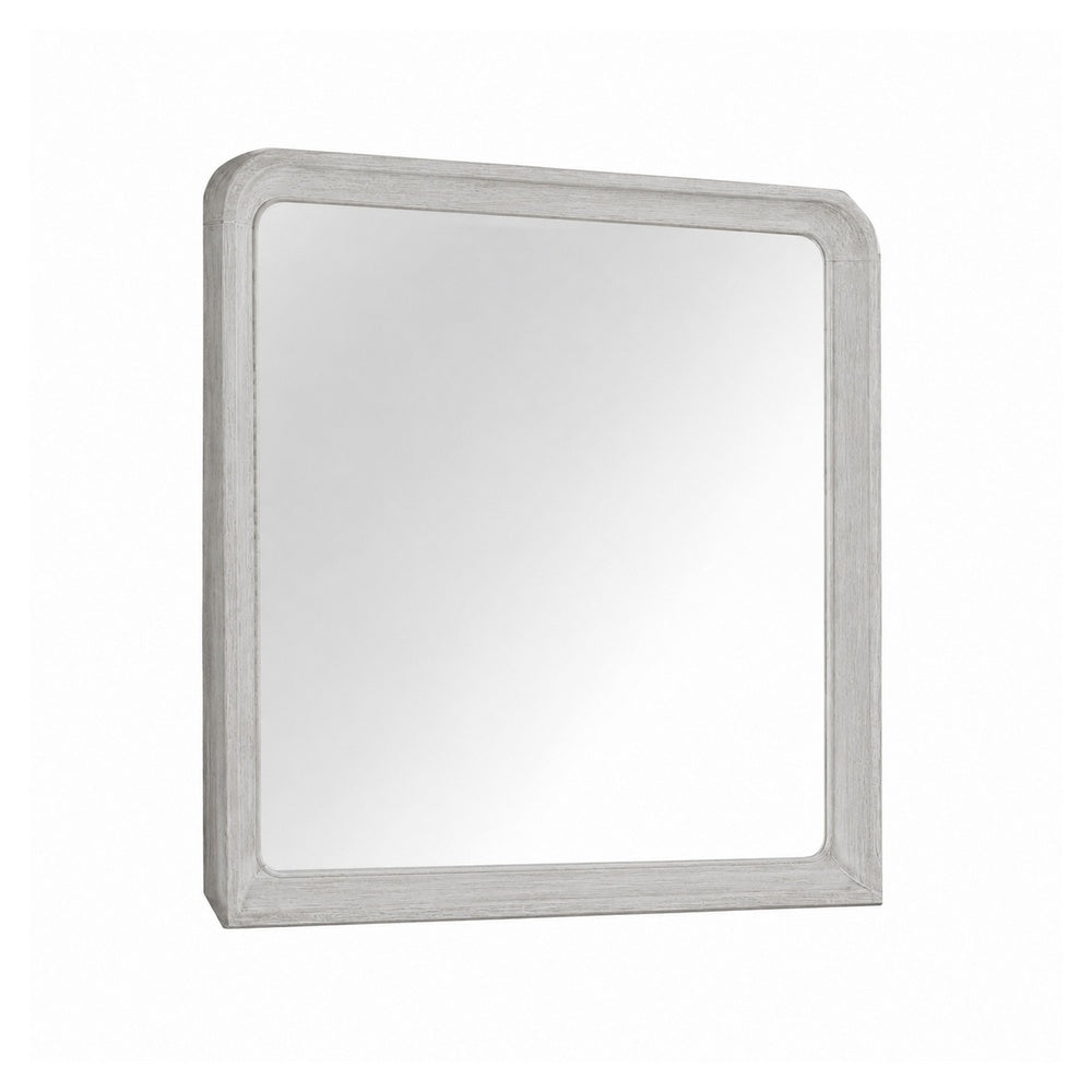 Osko Dresser Mirror, Rounded Edges, Light Gray Wood, 40x42 Rectangular-BM353283