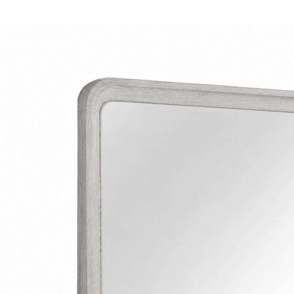 Osko Dresser Mirror, Rounded Edges, Light Gray Wood, 40x42 Rectangular-BM353283
