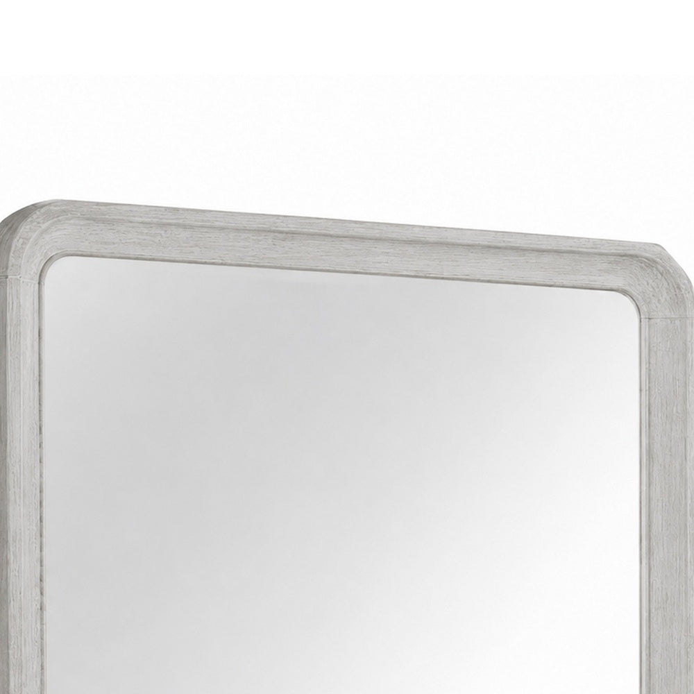 Osko Dresser Mirror, Rounded Edges, Light Gray Wood, 40x42 Rectangular-BM353283