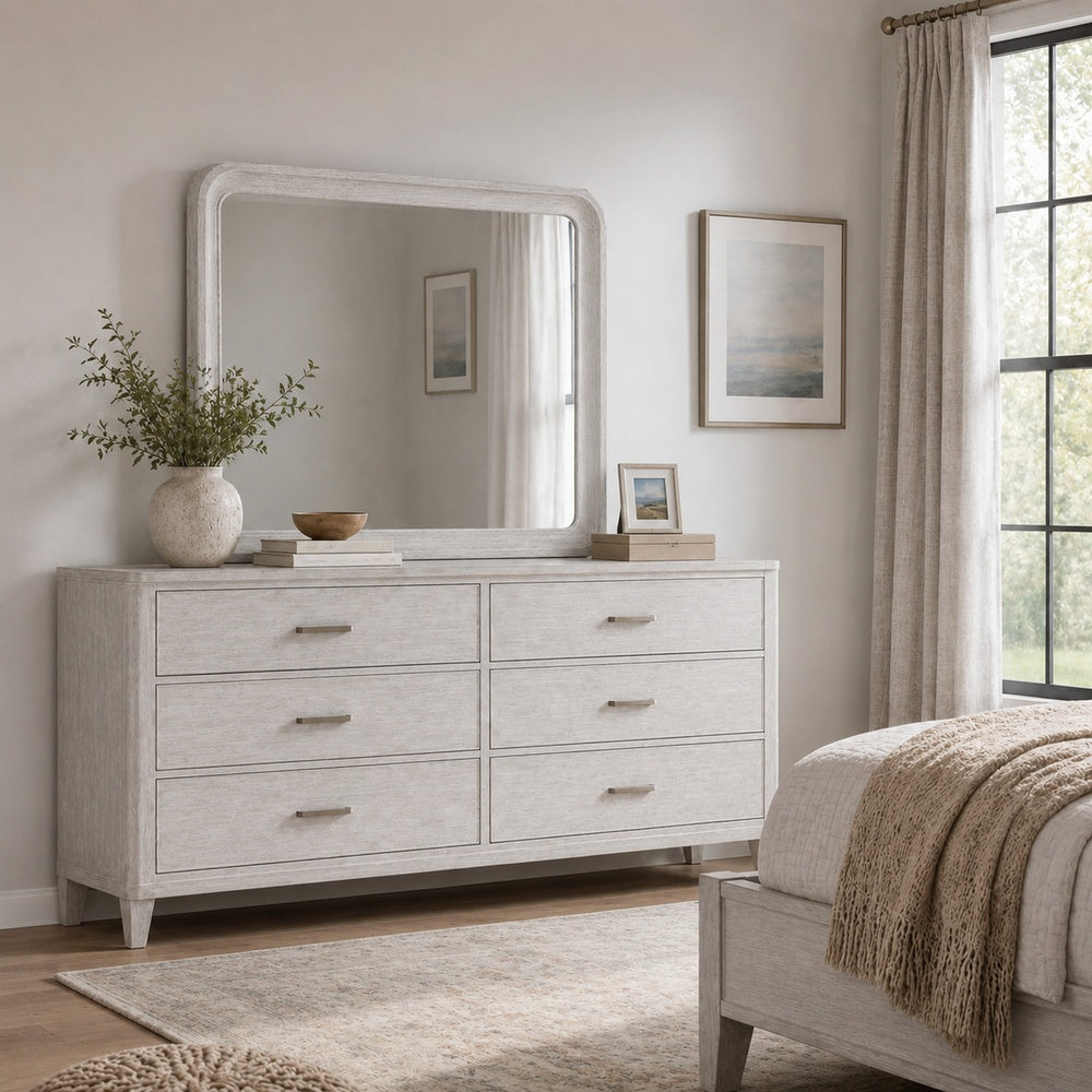 Osko Dresser Mirror, Rounded Edges, Light Gray Wood, 40x42 Rectangular-BM353283