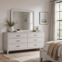 Osko Dresser Mirror, Rounded Edges, Light Gray Wood, 40x42 Rectangular-BM353283