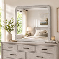 Osko Dresser Mirror, Rounded Edges, Light Gray Wood, 40x42 Rectangular-BM353283