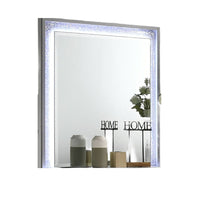 Soha Dresser Mirror, Rhinestone Trim w LED, High Gloss White 38x38-BM353285