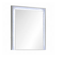 Soha Dresser Mirror, Rhinestone Trim w LED, High Gloss White 38x38-BM353285