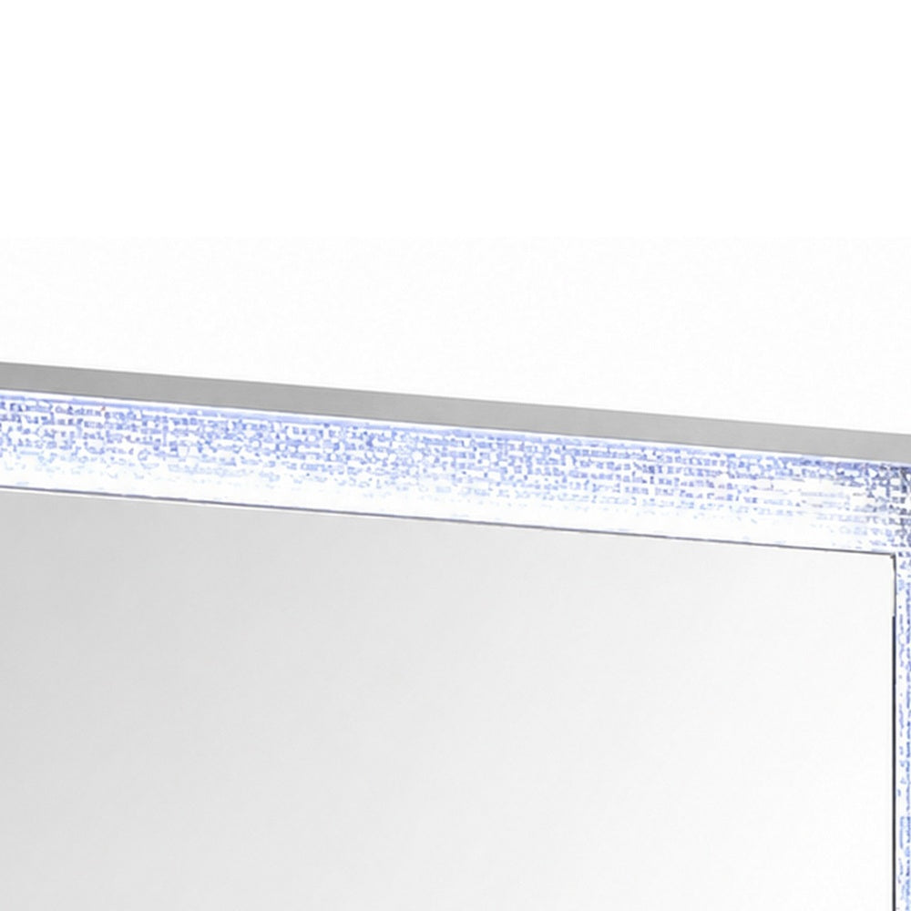 Soha Dresser Mirror, Rhinestone Trim w LED, High Gloss White 38x38-BM353285