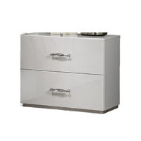 Soha Nightstand, 2 Drawers, Acrylic Chrome Handles, High Gloss White-BM353286